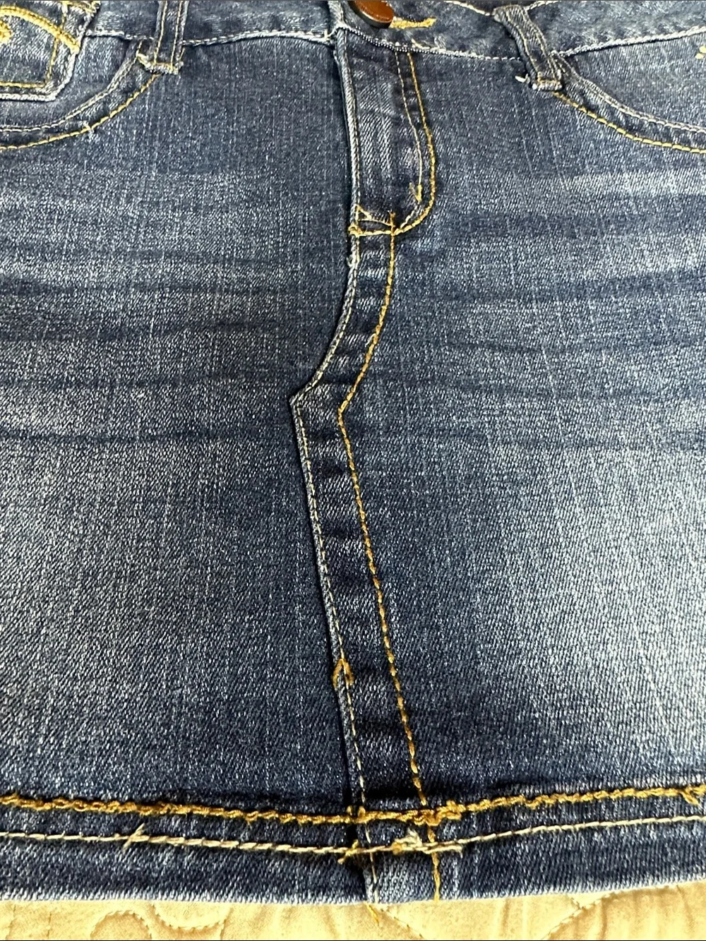 Justice Blue Denim Mini 14 Skirt with built in shorts Contrast Stitching